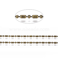 Brass Ball Chains, Ball & Bar Faceted Beaded Chains, Long-Lasting Plated, Soldered, with Spool, Cadmium Free & Nickel Free & Lead Free, Antique Bronze, 3.8x2mm and 2mm, about 301.83 Feet(92m)/roll(CHC-S008-010C-AB)