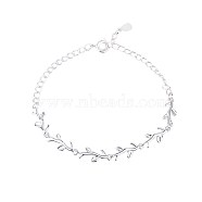 Brass Link Bracelet, Branch, Platinum(BJEW-BB45137)