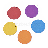 Wood Big Pendants, Flat Round, Dyed, Mixed Color, 60~60.5x2.5mm, Hole: 1.5mm(WOOD-P014-M)