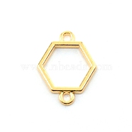 Hollow Frame Alloy Links Connectors, Cadmium Free & Lead Free, Hexagon , Light Gold, 21x16x1.5mm, Hole: 2mm(FIND-WH0090-78KCG)