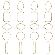 20Pcs 5 Styles Alloy Open Back Bezel Pendants, For DIY UV Resin, Epoxy Resin, Pressed Flower Jewelry, Light Gold, 42~60x14~44x1.5~3mm, Hole: 1.5~4mm, 4pcs/style(PALLOY-CA0002-44)