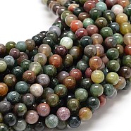 Natural Indian Agate Round Bead Strands, 10mm, Hole: 1mm, about 40pcs/strand, 15.5 inch(G-P075-40-10mm)