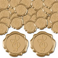 50Pcs Adhesive Wax Seal Stickers, Envelope Seal Decoration, For Craft Scrapbook DIY Gift, Goldenrod, Musical Note, 30mm(DIY-CP0010-16E)