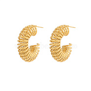 304 Stainless Steel Wire Spiral Stud Earrings, Half Hoop Earrings, Golden, 33.4x29.3mm(GO7006-1)