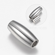 304 Stainless Steel Magnetic Clasps with Glue-in Ends, Oval, Stainless Steel Color, 18x8mm, Hole: 4mm(STAS-F149-05P)