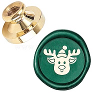 Wax Seal Brass Stamp Head, for Wax Seal Stamp, Deer Pattern, 25x14.5mm(AJEW-WH0209-579)