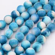 Natural Imperial Jasper Beads Strands, Dyed, Round, Light Blue, 10~10.5mm, Hole: 1mm, about 40pcs/strand, 15.7 inch(40cm)(G-F473-03A-10mm)