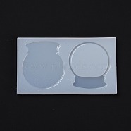 Crystal Ball Food Grade Silicone Molds, Shaker Molds, Quicksand Molds, Resin Casting Molds, for UV Resin & Epoxy Resin Craft Making, White, 113.5x60x6.5mm, Inner Diameter: 54x48mm(DIY-K041-01)