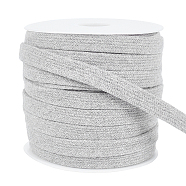 1 Roll Flat Polycotton Hollow Cord, Shoeslace Making, Clothes Accessories, with 1Pc Plastic Spool, Dark Gray, 12mm, about 27.34 Yards(25m)/Roll(OCOR-BC0005-98B)