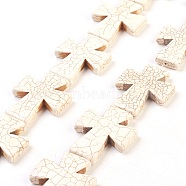 Synthetic Turquoise Beads Strands, Dyed, Cross, Beige, 49x40x8mm, Hole: 1mm, about 46pcs/1000g(TURQ-G117-40x49mm-04)
