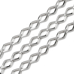 304 Stainless Steel Link Chains, Ion Plating(IP), Unwelded, with Spool, Rhombus, Stainless Steel Color, 11x6x3mm(CHS-L029-04P)