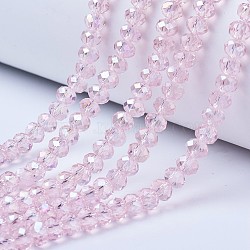 Electroplate Glass Beads Strands, AB Color Plated, Faceted, Rondelle, Pink, 2.5x2mm, Hole: 0.4mm, about 199pcs/strand, 13.4 inch(34cm)(EGLA-A034-T1mm-B12)