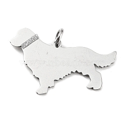 304 Stainless Steel Pendants, with Jump Ring and Glitter, Stamping Blank Tag, Dog Charm, Stainless Steel Color, 21.5x33x1mm, Hole: 4mm(X-STAS-E205-10P)