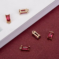 Transparent Glass Charms, for DIY Jewelry Making, with Brass Findings, Faceted, Rectangle, Light Gold, Deep Pink, 8.5x4x3mm, Hole: 1mm
(X-GLAA-T007-13F)