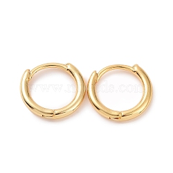 Brass Huggie Hoop Earrings, Ring, Real 18K Gold Plated, 12 Gauge(2mm), 13.5x13x2mm, Pin: 1mm(KK-D063-04G)