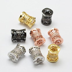 Brass Micro Pave Cubic Zirconia Beads, Column, Lead Free & Nickel Free, Mixed Color, 10x12mm, Hole: 5x6mm(ZIRC-F038-16-FF)