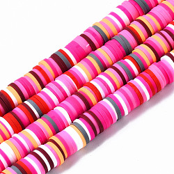 Handmade Polymer Clay Beads Strands, for DIY Jewelry Crafts Supplies, Heishi Beads, Disc/Flat Round, Colorful, 8x0.5~1mm, Hole: 2mm, about 350~387pcs/strand, 15.75 inch~16.14 inch(40~41cm)(CLAY-R089-8mm-152)