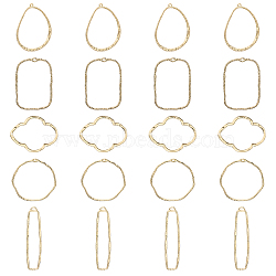 20Pcs 5 Styles Alloy Open Back Bezel Pendants, For DIY UV Resin, Epoxy Resin, Pressed Flower Jewelry, Light Gold, 42~60x14~44x1.5~3mm, Hole: 1.5~4mm, 4pcs/style(PALLOY-CA0002-44)