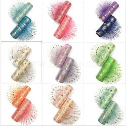 Bowknot & Heart Deco Mesh Ribbons, Tulle Fabric, Tulle Roll Spool Fabric For Skirt Making, Mixed Color, 6 inch(15cm), about 10yards/roll(9.144m/roll)(OCOR-I005-G)