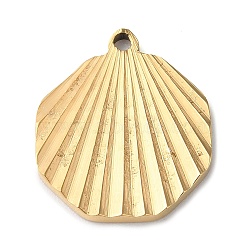 Ion Plating(IP) 304 Stainless Steel Pendants, Shell Shape Charm, Golden, 20.5x17.5x1.8mm, Hole: 1.5mm(STAS-D025-07G)