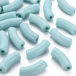 Opaque Acrylic Beads, Curved Tube, Light Blue, 36x13.5x11.5mm, Hole: 4mm, about 148pcs/500g(MACR-S372-001B-13-4809)