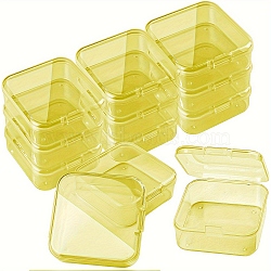 Square Plastic Bead Containers with Hinged Lid, Yellow, 5.5x5.5x2cm(PW-WG65EE9-04)