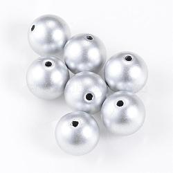 Matte Style Spray Painted Acrylic Beads, Round, Silver, 20mm, Hole: 2mm, about 110pcs/500g(ACRP-S669-20mm-01)