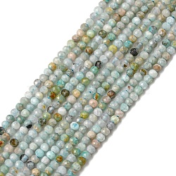 Natural Flower Amazonite Beads Strands, Faceted Rondelle, 2x1.6~1.7mm, Hole: 0.5mm, about 219pcs/strand, 15.08~15.16 inch(38.3~38.5cm)(G-C052-02)