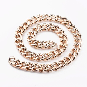 Handmade UV Plating ABS Plastic Curb Chain, Twisted Chains, Light Gold, Links: 33x25x8mm, 39.37 inch(1m)/strand
