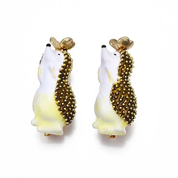 Hedgehog Enamel Pin, 3D Animal Alloy Brooch for Backpack Clothes, Nickel Free & Lead Free, Light Golden, Champagne Yellow, 41x17.5mm
