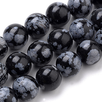 Natural Snowflake Obsidian Beads Strands, Round, 6mm, Hole: 1mm, about 70pcs/strand, 15.7 inch
