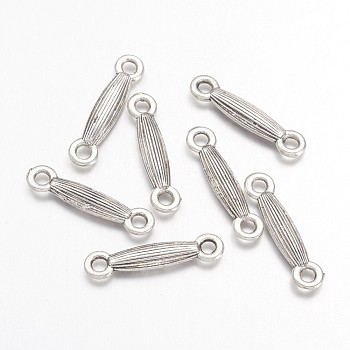 Tibetan Style Alloy Bar Links connectors, Lead Free and Cadmium Free, Antique Silver, about 18mm long, 3.5mm wide, 3mm thick, hole: 2mm