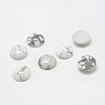 Natural Howlite Gemstone Cabochons, Half Round, 12x5mm