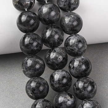 Natural Larvikite Beads Strands, Smooth Round, 16mm, Hole: 1.2mm, about 24~25pcs/strand, 15.16~15.79''(38.5~40.1cm)