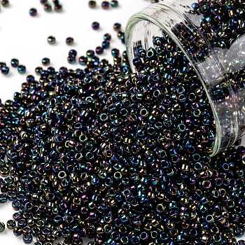 TOHO Round Seed Beads, Japanese Seed Beads, (86) Metallic AB Iris, 15/0, 1.5mm, Hole: 0.7mm, about 15000pcs/50g