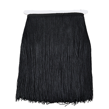 5 Yards Polyester Tassel Trimming, for Curtain, Costume Accessories, Black, 310~320x1mm