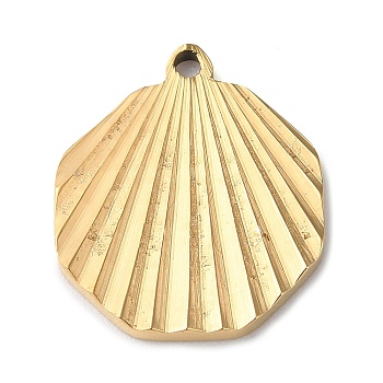 Ion Plating(IP) 304 Stainless Steel Pendants, Shell Shape Charm, Golden, 20.5x17.5x1.8mm, Hole: 1.5mm