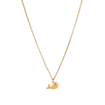 Whale Pendant Necklace, Gold Plated Stainless Steel Box Chain Necklaces for Women