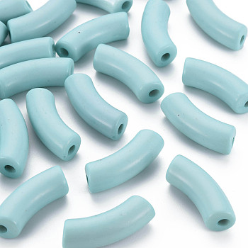 Opaque Acrylic Beads, Curved Tube, Light Blue, 36x13.5x11.5mm, Hole: 4mm, about 148pcs/500g