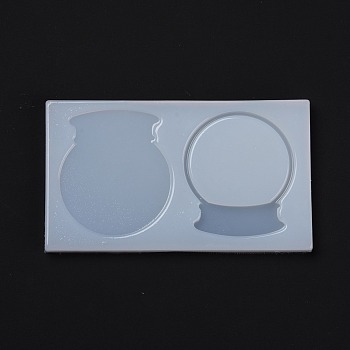 Crystal Ball Food Grade Silicone Molds, Shaker Molds, Quicksand Molds, Resin Casting Molds, for UV Resin & Epoxy Resin Craft Making, White, 113.5x60x6.5mm, Inner Diameter: 54x48mm