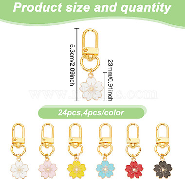 24Pcs 6 Colors Alloy Enamel Pendant Decorations(HJEW-GO00008)-2