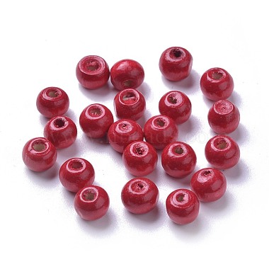 8mm Red Round Wood Beads