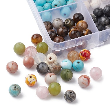 Ensemble de perles de pierres précieuses mélangées naturelles et synthétiques 225pcs 15 styles(G-FS0005-72)-4