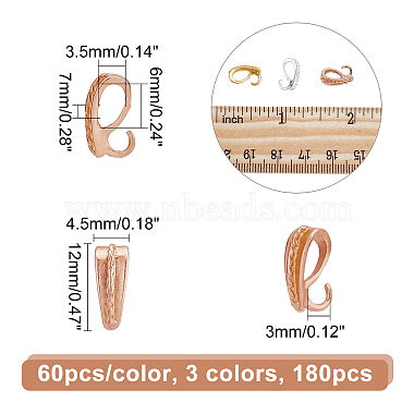 chgcraft 180pcs 3 couleurs bélières à pendentif en alliage avec anneaux ouverts(FIND-CA0004-98)-2