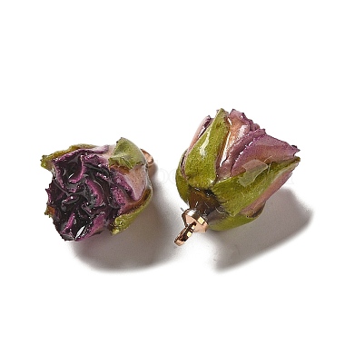 Preserved Rose with Golden Alloy Pendants(FIND-M010-01D)-2
