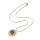Natural Quartz Flat Round Pendant Necklace with 304 Stainless Steel Snake Chain(NJEW-K244-07G)-3
