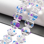 Glass with Enamel Beads Strands, Hand Painted Beads, Round, Blue Violet, 12mm, Hole: 1.5mm, about 30pcs/strand, 13.58''(34.5cm)(GLAA-M047-01G)