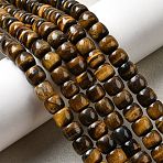 Natural Tiger Eye Beads Strands, Barrel, Grade AB, 8x7mm, Hole: 1mm, about 50~55pcs/strand, 15.16''(38.5cm)(G-A275-C01-7x8mm-AB)