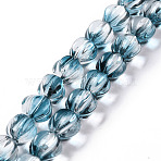 Transparent Glass Beads Strands, Lantern, Prussian Blue, 10.5x9.5x10.5mm, Hole: 1mm, about 38pcs/strand, 15.24 inch(38.7cm)(GLAA-F114-02B-14)