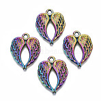 Rainbow Color Alloy Pendants, Cadmium Free & Lead Free, Wing, 21.5x17x2mm, Hole: 1.8mm(PALLOY-S180-046-RS)